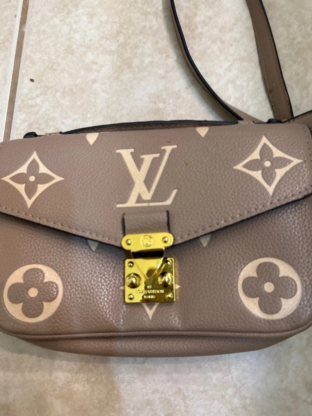 Louis Vuitton Taupe Monogram Mini Crossbody with Gold Hardware